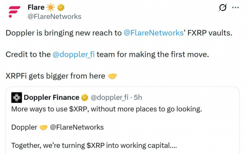 
			Flare и Doppler предоставляют держателям XRP прямой доступ к хранилищу FXRP		